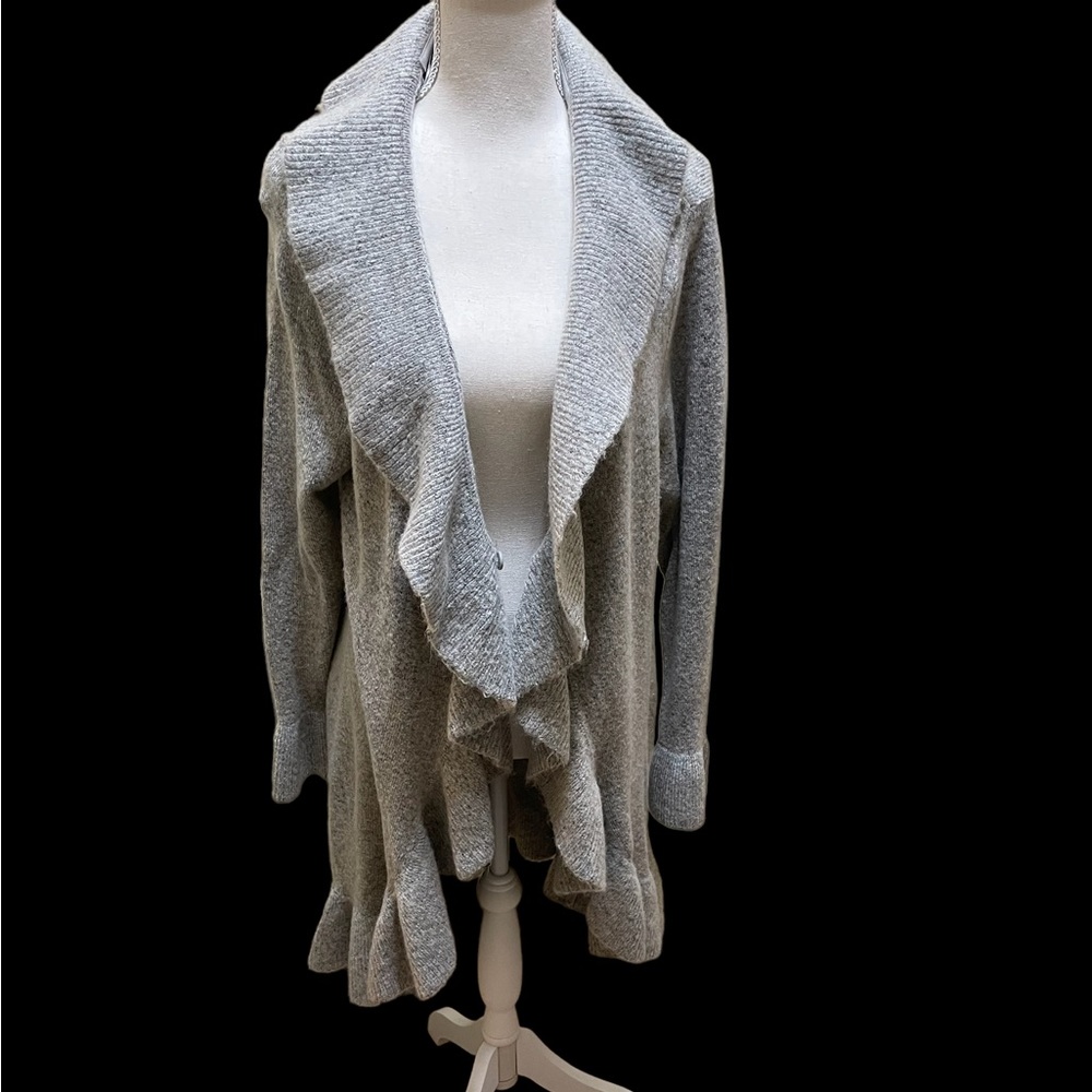 Long Gray Ruffled Sweater